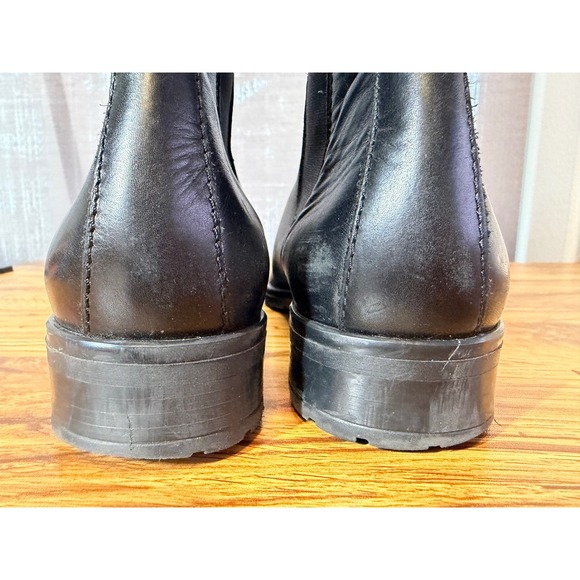 J.Crew Men\'s Black Leather Chelsea Boots Almond Toe Pull On Ankle Boots Sz 10